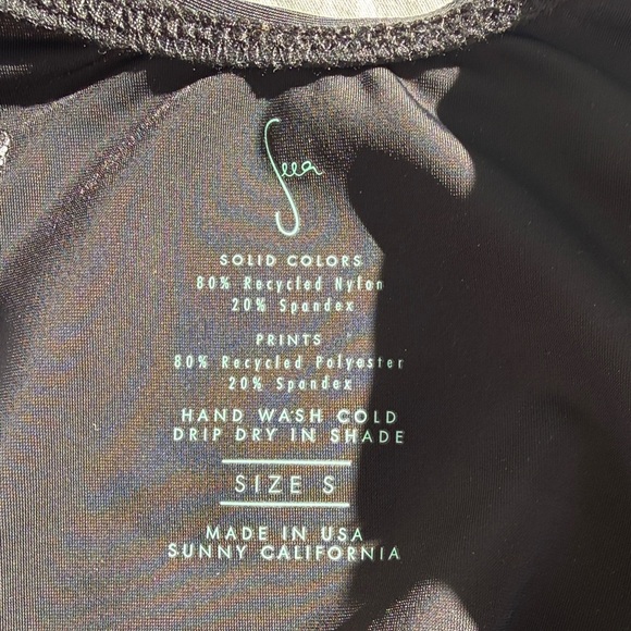 Seea Long Sleeve One-Piece Swimsuit in Black with Multicolor Print Sleeves - Picture 2 of 8